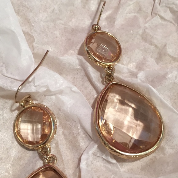 Gold Tone Drop Earrings - Picture 2 of 5